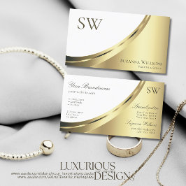 Modern vit- och Guld-decor med monogramlyx Visitkort