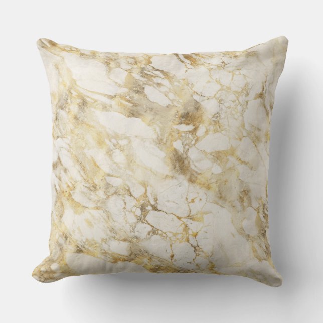 Modern vit och guld marmor mönster kudde (Framsida)