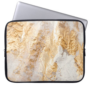 Modern vit och Guld-penselmålad bakgrund, Tex Laptop Fodral