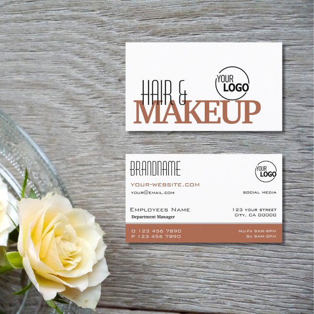 Modern vit och rödaktig brun Logotyp med enkel Sny Visitkort (Skapare uppladdad)