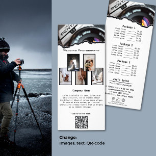 Modern Vit och svart Bröllop-fotorabattkort Reklamkort