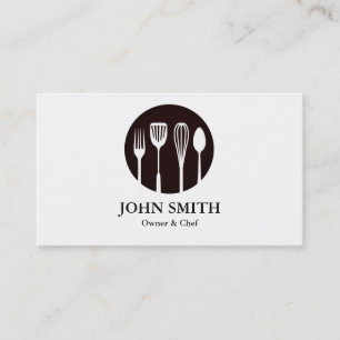 Modern vit och svart Catering, Restaurang, Kock Visitkort