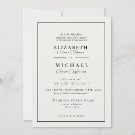 Modern vit och svart enkel bröllopsinbjudan inbjudningar