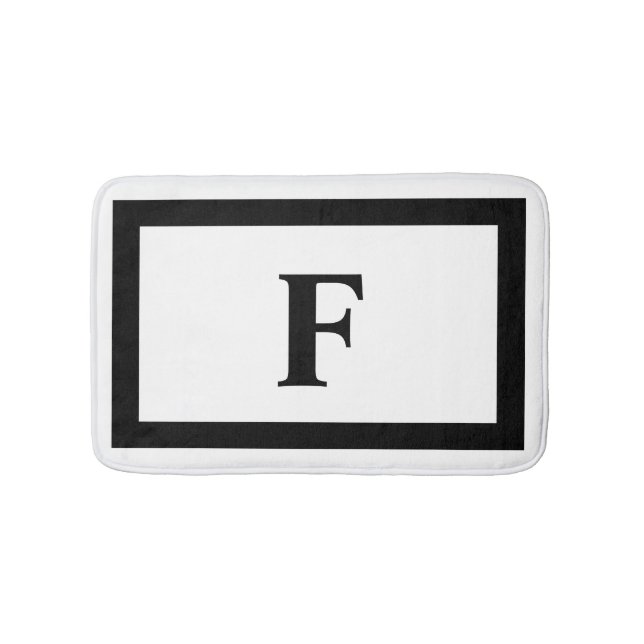 Modern vit och svart Monogram Badrumsmatta (Framsidan)