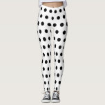 Modern vit och svart polka dotsfläckmönster leggings<br><div class="desc">Lägga benen på ryggen med modern vit och svart polka dots,  fläckar,  mönster.
Modernt moderiktigt lägga benen på ryggen.
Polka dots är den nya trenden igen.</div>