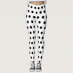 Modern vit och svart polka dotsfläckmönster leggings
