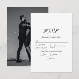 Modern vit och svart skript, par foto Bröllop OSA Kort