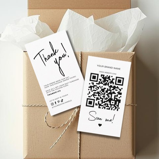 Modern vit order tack QR-kod Visitkort (Skapare uppladdad)