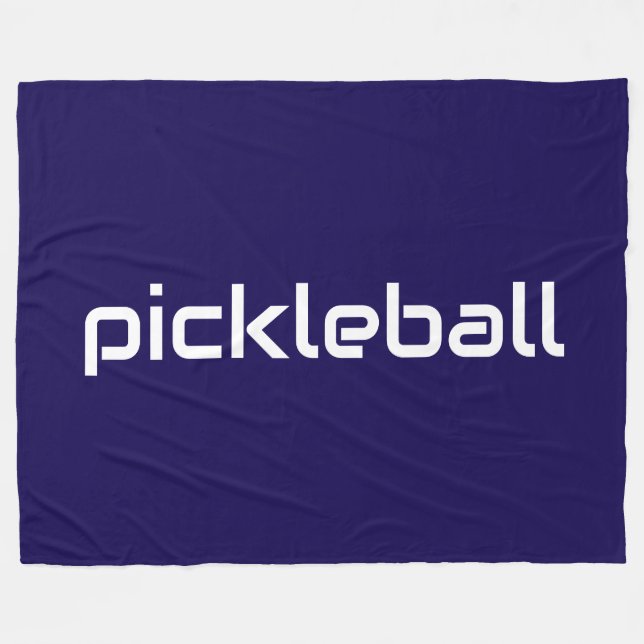 Modern vit PICKLEBALL-text på djupt marint blå Fleecefilt (Framsidan (Horisontell))