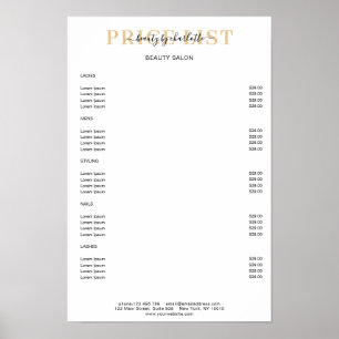 Modern vit prislistaaffisch poster