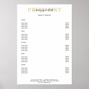 Modern vit prislistaaffisch poster