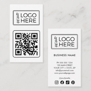Modern vit QR-kod logotyp för sociala medier Visitkort