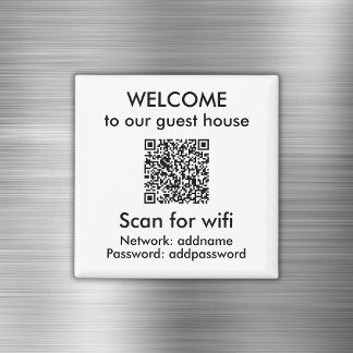 Modern vit QR-kod WiFi Info Airbnb Hyra Magnet