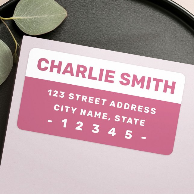 Modern vit ros har en returadress med fet stil adressetikett (Modern white rose mauve bold font return address label)
