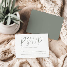 Modern Vit & Sage Grönt Bröllop OSA Kort