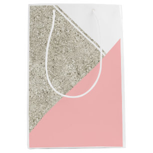 Modern Vit Silver Glitter Rosa-triangel
