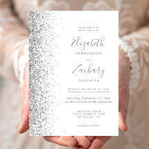 Modern vit silver glitterkant bröllop