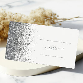 Modern vit silver glitterkant bröllop placeringskort