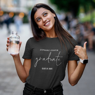 Modern vit skrift Graduate namn Examen T Shirt