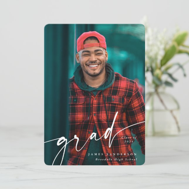 Modern vit skript - överlägg två foto Studenten Meddelande (Stående Fram)