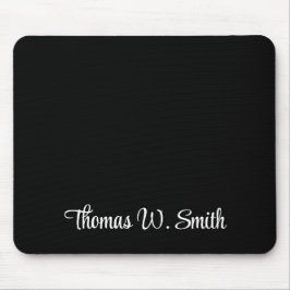 Modern vit skript, svart monogram musmatta