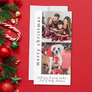 Modern vit snöflake 2-familjens fotopul julkort