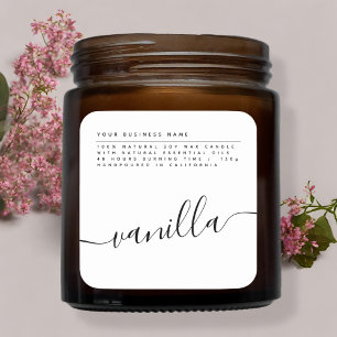 Modern vit sojaljusetikett fyrkantigt klistermärke