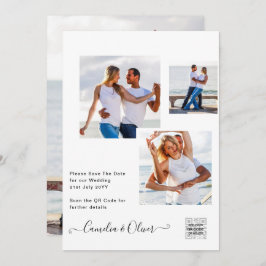 Modern Vit & Svart FOTO Bröllopsinbjudan QR Inbjudningar