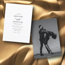 Modern Vit & Svart Skript Bröllopsfoto