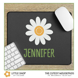 Modern vit tusensköna monogram musmatta