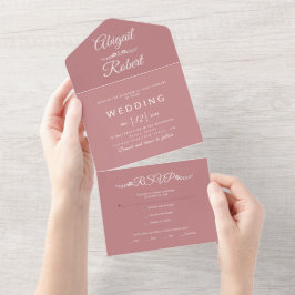 Modern vit typografi damm ro rosa bröllop