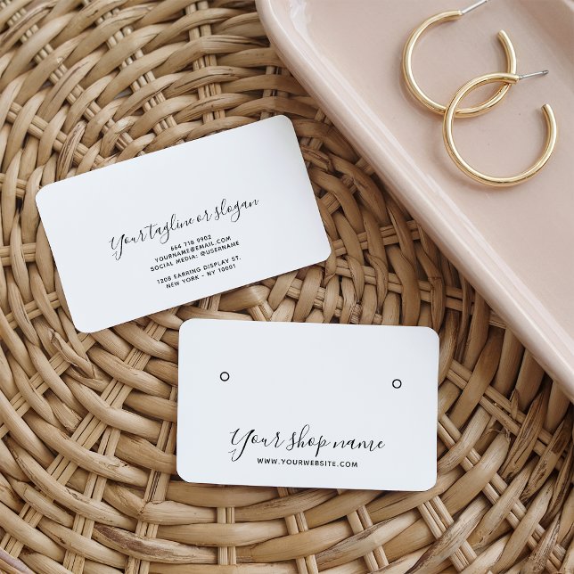 Modern, vit visning med stift visitkort (Modern simple white stud earring display cards)