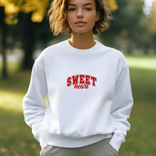 Modern vit, vit, hjärtlig utskrift t shirt (Modern White Sweet Heart Print Woman Sweatshirt)
