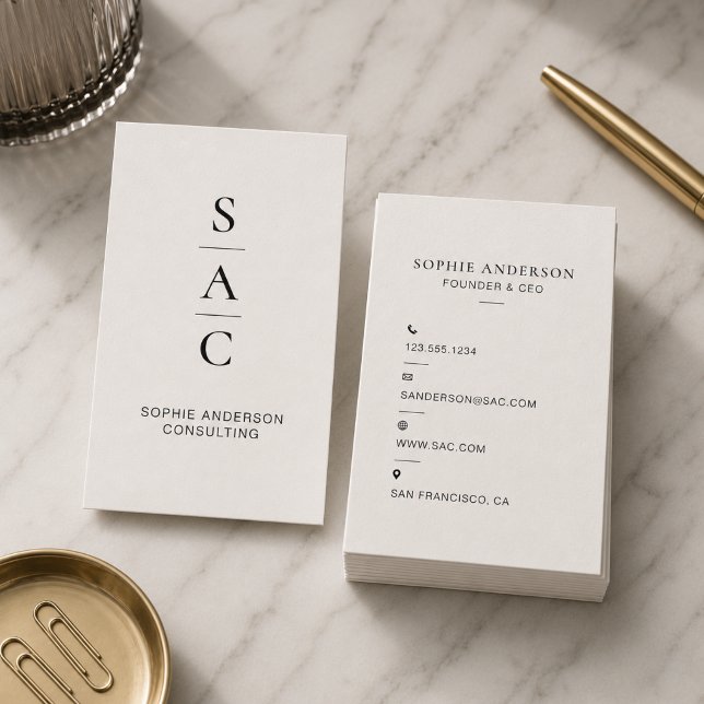 Modern Vit Yrkesmässig Konsult Vertikal Visitkort (Modern White Professional Consultant Vertical Business Card)