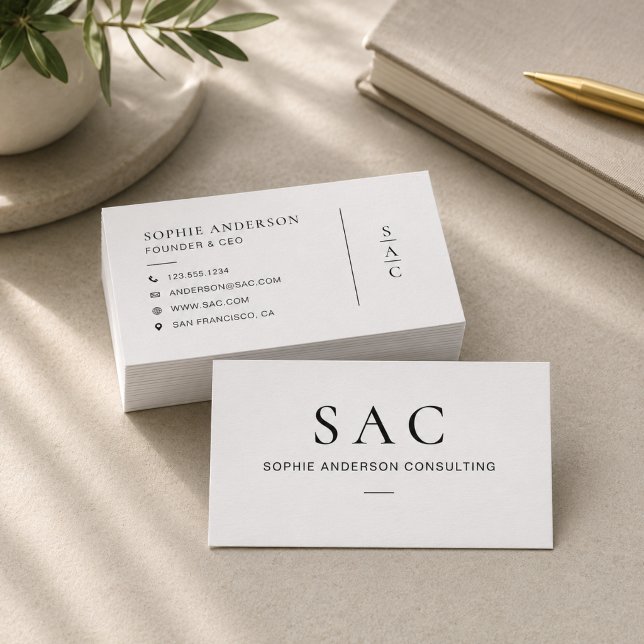 Modern Vit Yrkesmässig Konsult Visitkort (Modern White Professional Consultant Business Card)