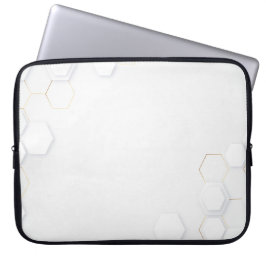 Modern Vita-Guld Hexagonal Mönster Laptop sleeve