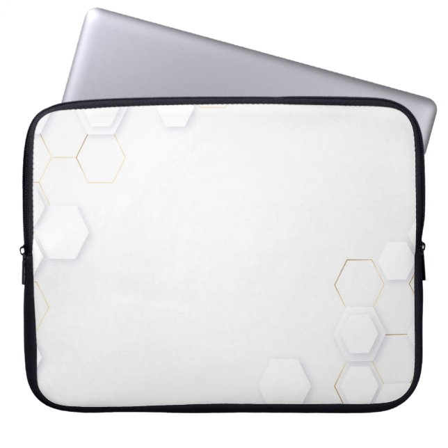 Modern Vita-Guld Hexagonal Mönster Laptop sleeve (Framsidan)