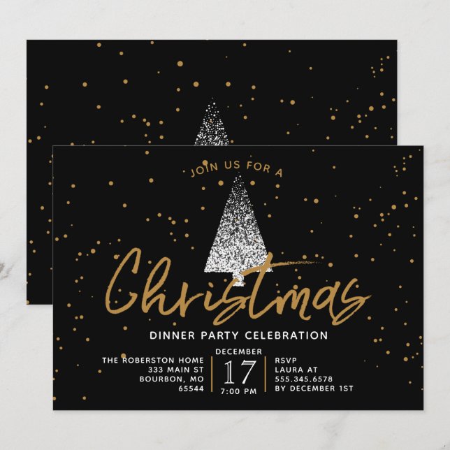 Modern Vita Julgran-partiinbjudan Inbjudningar (Fram/baksida)