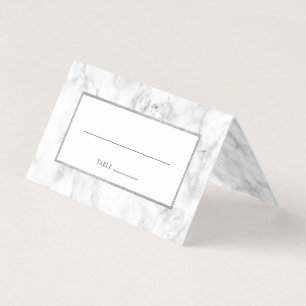 Modern Vita marmor Bröllop-platskort Kort