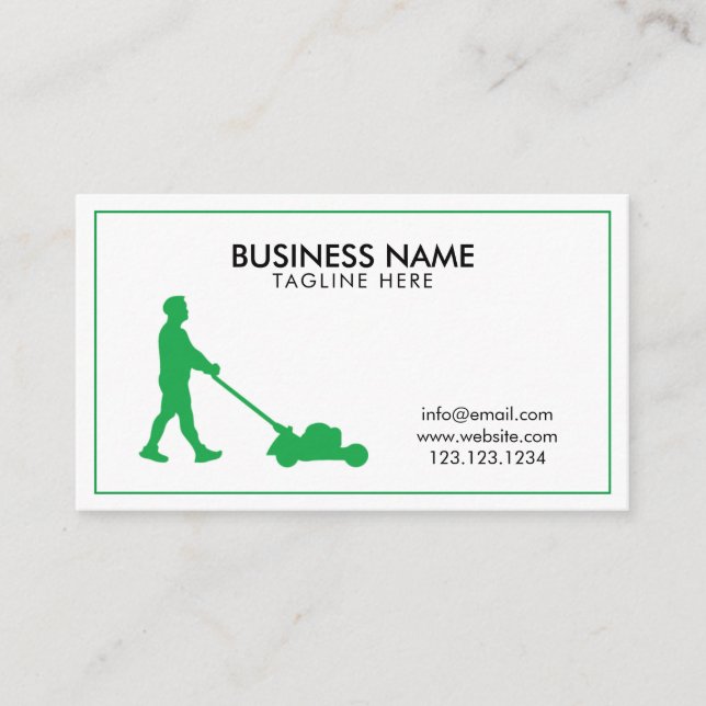 Modern Vita och Grönt Landscaper Gräsmatta Care Visitkort (Framsida)