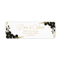 Modern Vita och Guld Blommigt bröllop adress