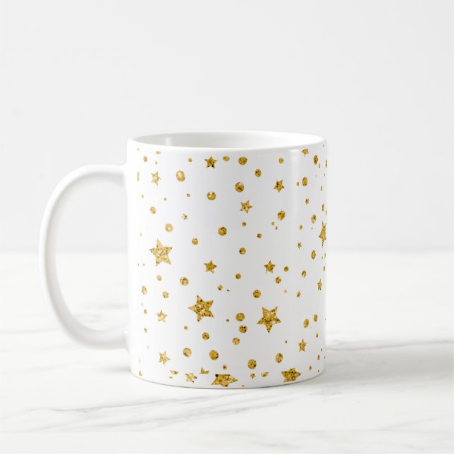 Modern Vita och Guld Celestial Stars Kaffemugg (Vänster)