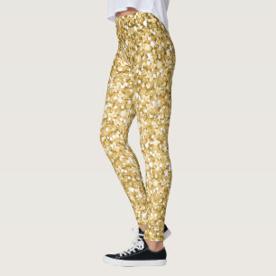Modern Vita och Guld Glitter Leggings