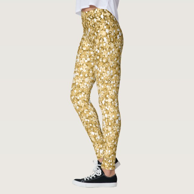 Modern Vita och Guld Glitter Leggings (Vänster)