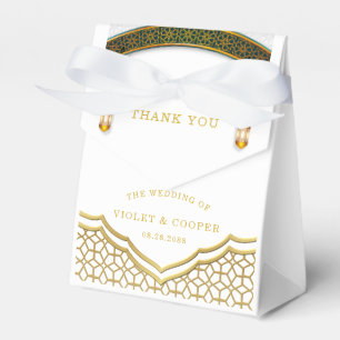 Modern Vita och Guld Islamiska Bröllop Presentaskar