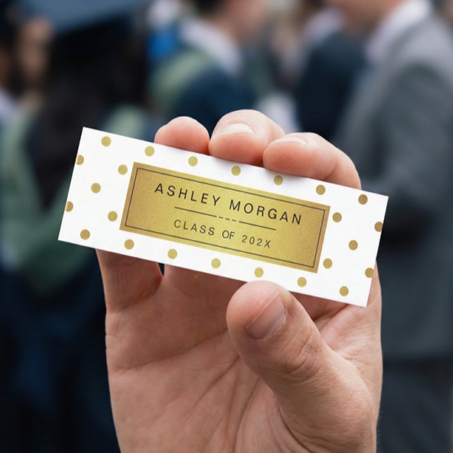 Modern Vita- och Guld-kort för Studenten i Namn (Skapare uppladdad)