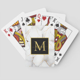 Modern Vita och Guld MarLED Monogram Namn Casinokort