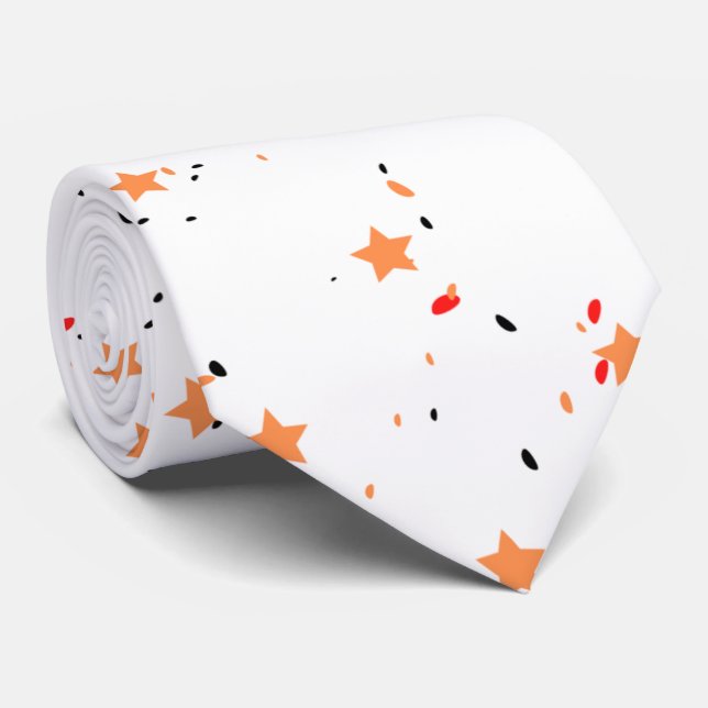 Modern vita orange mönster-stjärnor för make slips (Rullad)