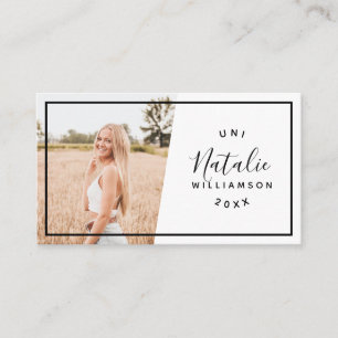 Modern, vita studenten-fotoinfogningskort namn