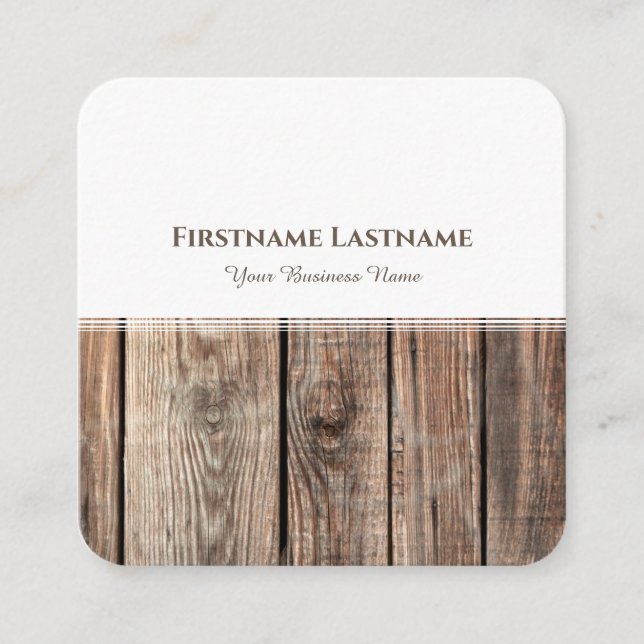 Modern vitrandig träinredning elegant fyrkantigt visitkort (Framsida)